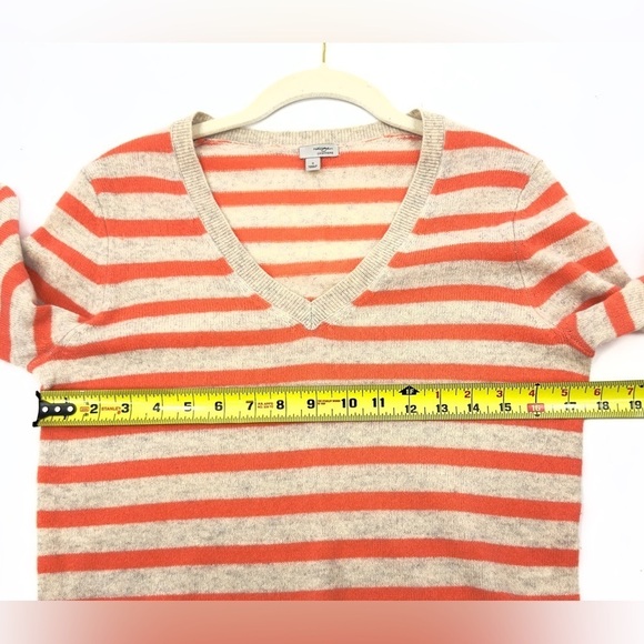 Halogen Womens Cashmere Sweater Size S Orange Stripe Long Sleeve Pullover Jumper - Picture 6 of 8